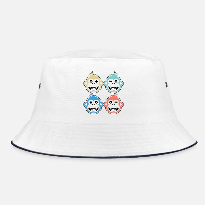 4 glückliche Affen - Bucket Hat - Weiß/Navy
