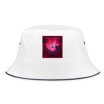 Neon Heart in Dark Red - Bucket Hat - white/navy - Front