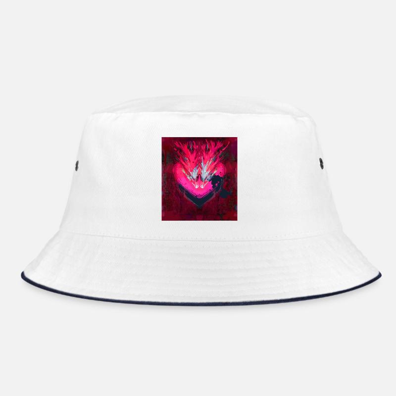 Neon Herz im Dunkelrot Bucket Hat