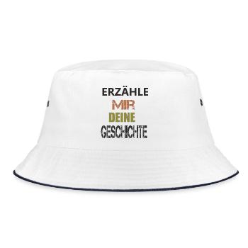 ERZÄHLE MIR DEINE GESCHICHTE - Bucket Hat - Weiß/Navy - Vorne