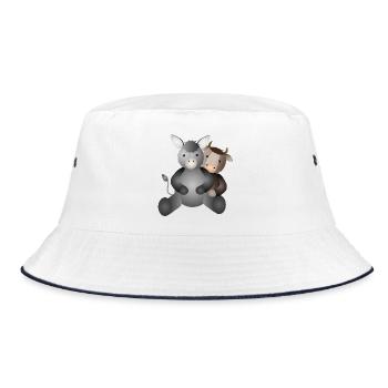 Ox and donkey for the Christmas story - Bucket Hat - white/navy - Front