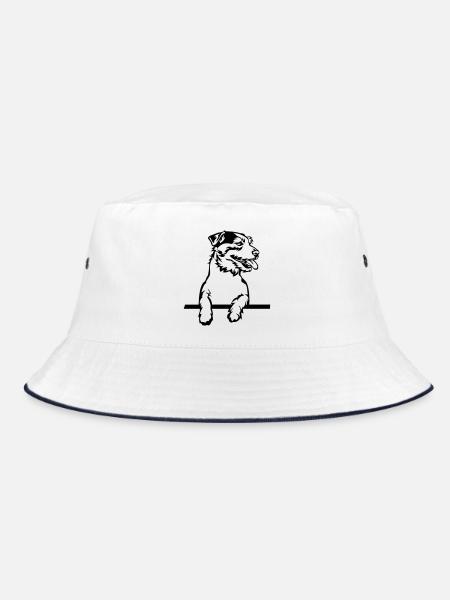 Jack Russell Terrier - Bucket Hat - Weiß/Navy - Vorne