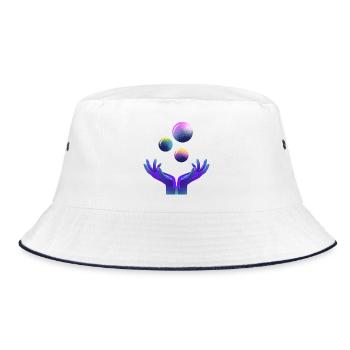 graphic, universe, planet - Bucket Hat - white/navy - Front