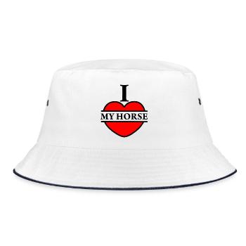 Ich liebe mein Pferd - Bucket Hat - Weiß/Navy - Vorne