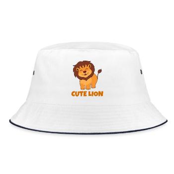 lion, cute lion, savannah - Bucket Hat - white/navy - Front