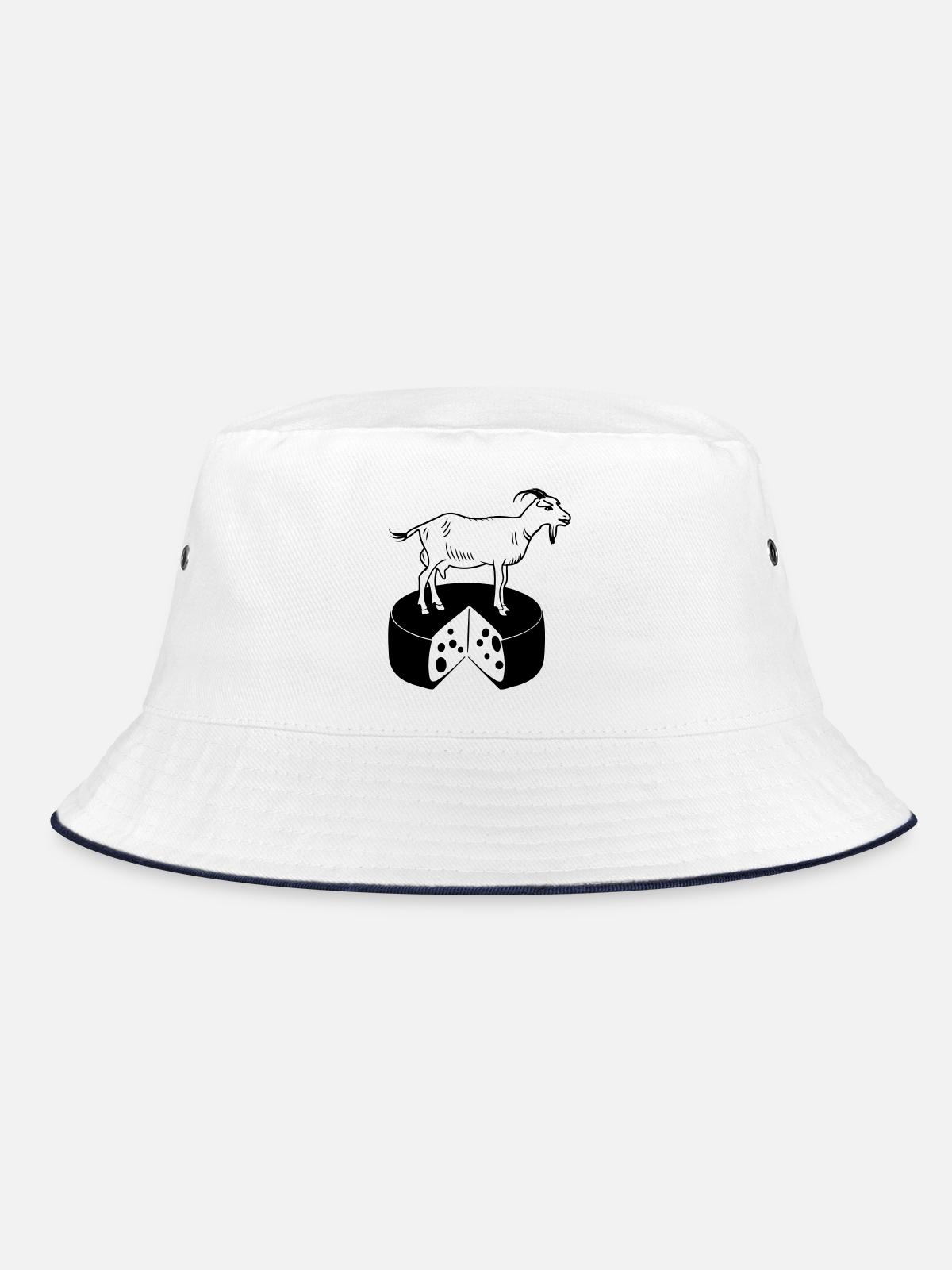 Goat on cheese - Bucket Hat - white/navy - Front