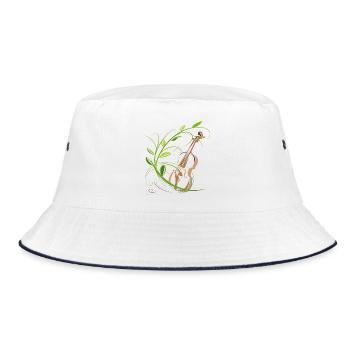 Violin with flower tendril, musician - Bucket Hat - white/navy - Front