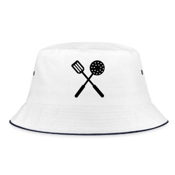 Frying baking tools crossed - Bucket Hat - white/navy - Front