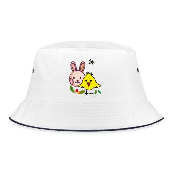 Easter bunny and chick - Bucket Hat - white/navy - Front