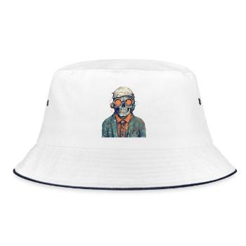 Portrait de squelette cool avec lunettes de soleil, casquette - Bob - blanc/marine - Devant