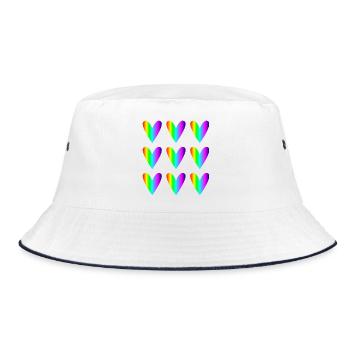 PAPA. VATERTAG. ALLES GUTE ZUM GEBURTSTAG, PAPA. HERZ - Bucket Hat - Weiß/Navy - Vorne