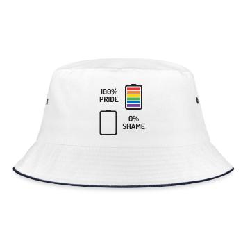 Pride Month - 100% Stolz, 0% Scham - Bucket Hat - Weiß/Navy - Vorne