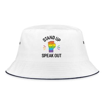 Pride Month - Stand Up. Speak Out. - Bucket Hat - white/navy - Front