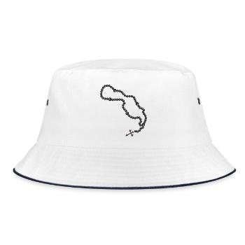 Dessin du chapelet avec croix et perles noires - Bob - blanc/marine - Devant