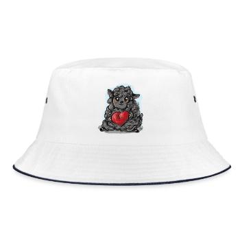 Schwarzes Schaaf - Bucket Hat - Weiß/Navy - Vorne