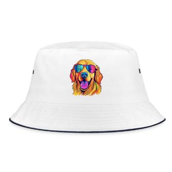Vibrant Sunglass Pup - Bucket Hat - white/navy - Front
