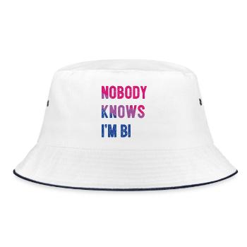 LGBT Pride Month - Nobody Knows I'm Bi - Bucket Hat - white/navy - Front