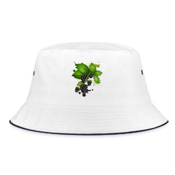 dark purple blackberries with leaves as graffiti - Bucket Hat - white/navy - Front