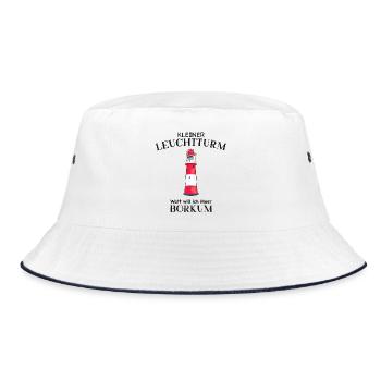 Kleiner Leuchtturm Borkum, Watt will ich Meer - Bucket Hat - Weiß/Navy - Vorne