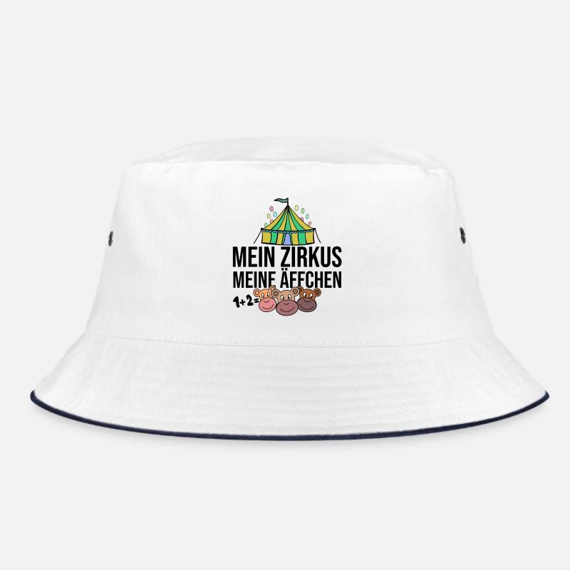 Mein Zirkus, Meine Äffchen - Bucket Hat - Weiß/Navy