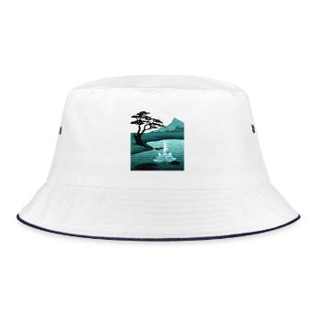 Lunar Landscape by Night with Structure - Bucket Hat - white/navy - Front