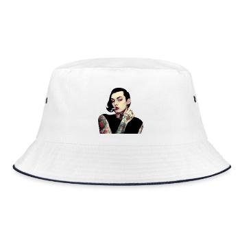 Gothic Tattooed Woman with Cigarette - Bucket Hat - white/navy - Front