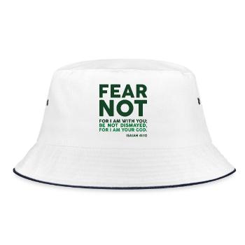 Fear not, for I am with you - Bucket Hat - white/navy - Front