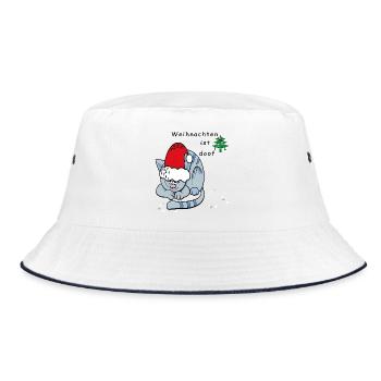 Weihnachten ist doof, Weihnachtsmuffel - Bucket Hat - Weiß/Navy - Vorne