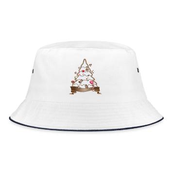 beautiful gingerbread christmas tree for christmas - Bucket Hat - white/navy - Front