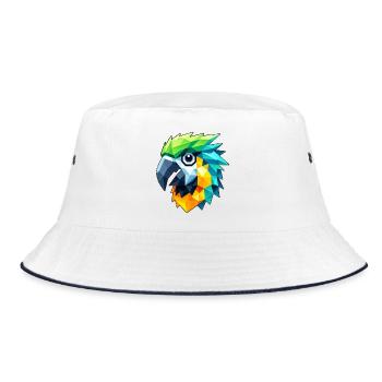 Papagei Polygon - Bucket Hat - Weiß/Navy - Vorne