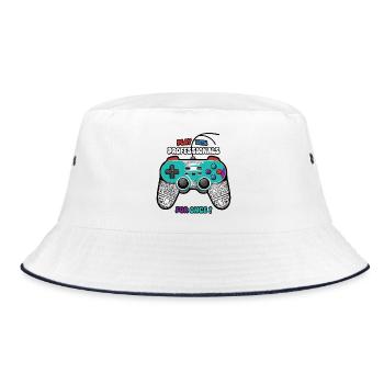 Spiel doch einmal mit Profis ! - Bucket Hat - Weiß/Navy - Vorne