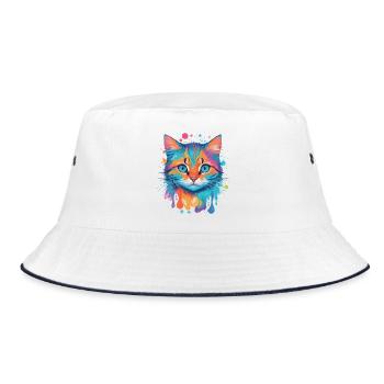 Cute Cat - Bucket Hat - white/navy - Front