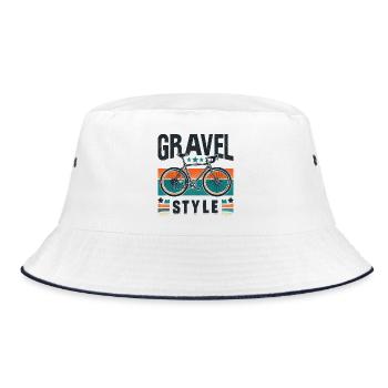 Rustikales Fahrrad Abenteuer Gravel Bike Style - Bucket Hat - Weiß/Navy - Vorne