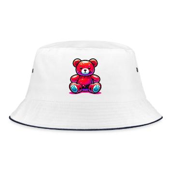 Bear - Bucket Hat - white/navy - Front