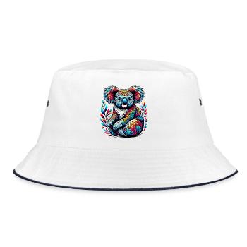 Koala - Bucket Hat - Weiß/Navy - Vorne