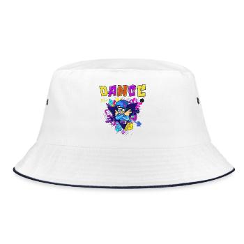 Vibranter Breakdance-Style Druckdesign - Bucket Hat - Weiß/Navy - Vorne