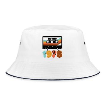1978 Retro-Musikkassette - Bucket Hat - Weiß/Navy - Vorne
