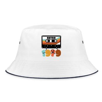 1979 Retro Musikkassette - Bucket Hat - Weiß/Navy - Vorne
