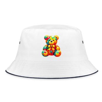 Bear - Bucket Hat - white/navy - Front