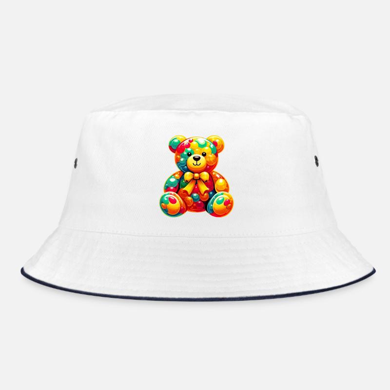 Bär - Bucket Hat - Weiß/Navy