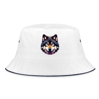 Wolf - Bucket Hat - white/navy - Front