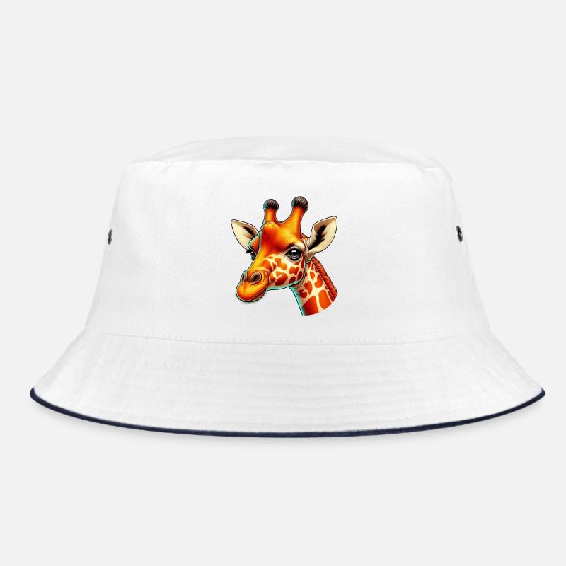 Giraffe - Bucket Hat - Weiß/Navy