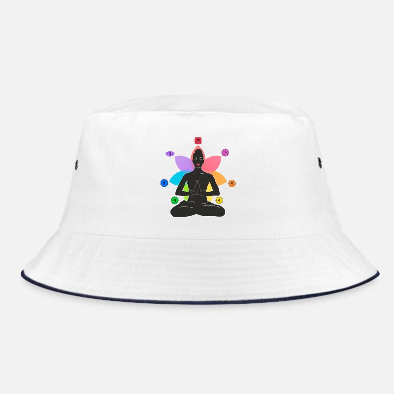 7 Chakren - Bucket Hat - Weiß/Navy