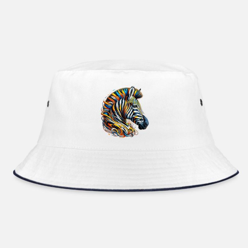 Zebra - Bucket Hat - Weiß/Navy