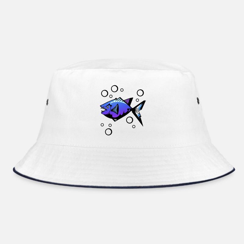 Poisson abstrait - Piranha en bleu et violet Bob