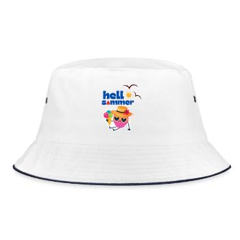 Sommerlicher Erdbeeren und Eis Cartoon - Bucket Hat - white/navy - Front