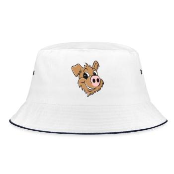 Pig dog - smiling - Bucket Hat - white/navy - Front
