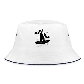 Witch Hat Bat Walpurgis Night - Bucket Hat - white/navy - Front