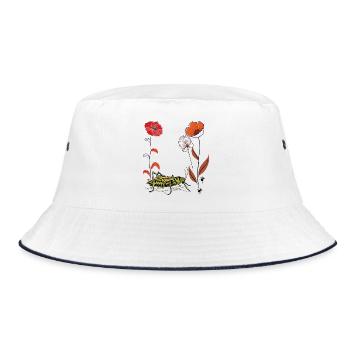 Fleur de jardin avec sauterelle et fourmis - Bob - blanc/marine - Devant