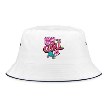 80s Girl Roller Skate - Bucket Hat - white/navy - Front